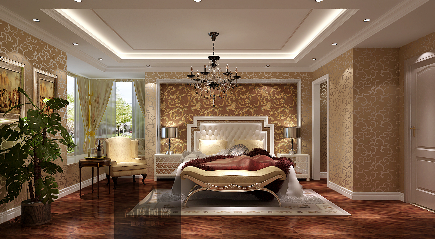 复式 欧式 顶层 改造 卧室图片来自高度国际装饰韩冰在正源·尚峰尚水151平米简欧的分享
