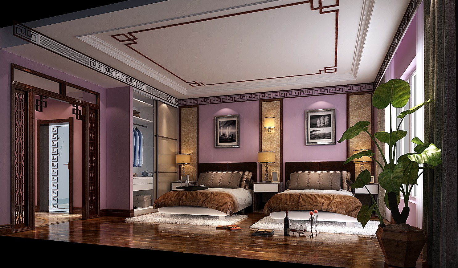 三居 新中式 效果图 设计案例 卧室图片来自高度国际设计装饰在西山一号院380㎡新中式案例的分享