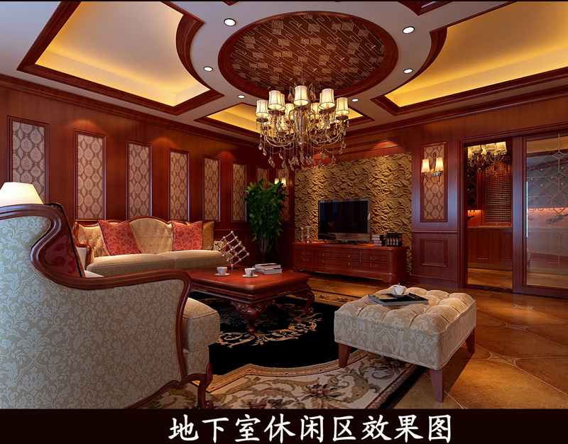 客厅图片来自上海倾雅装饰有限公司在南郊别墅-混合型风格-三居室的分享