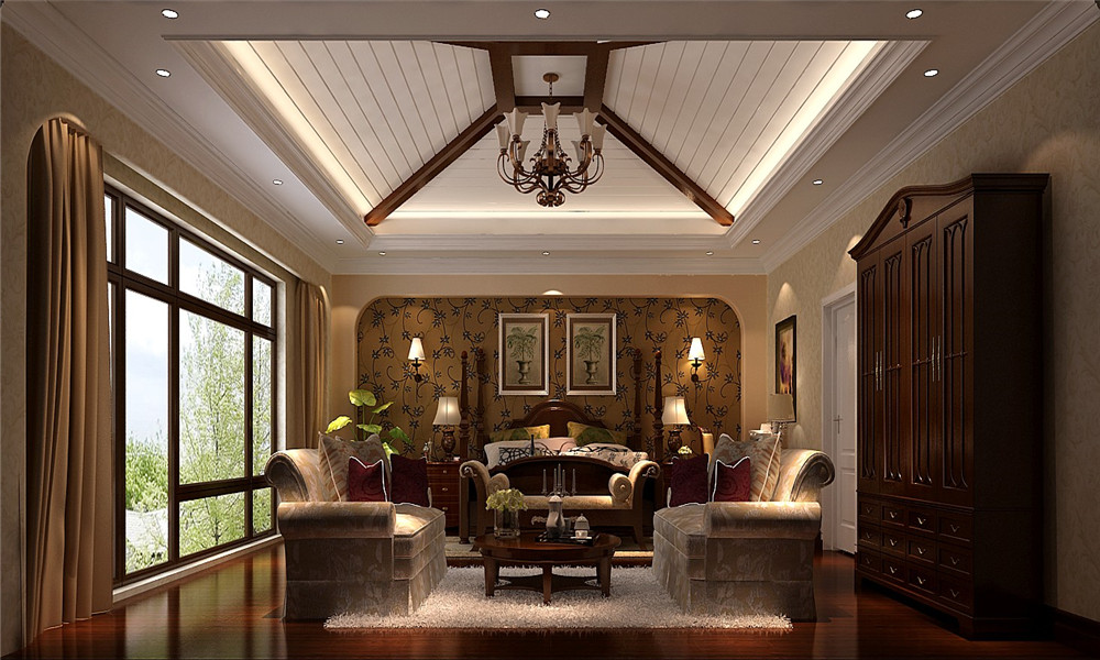 田园 别墅 卧室图片来自高度工程装饰设计在君山高尔夫-425平别墅托斯卡纳风的分享