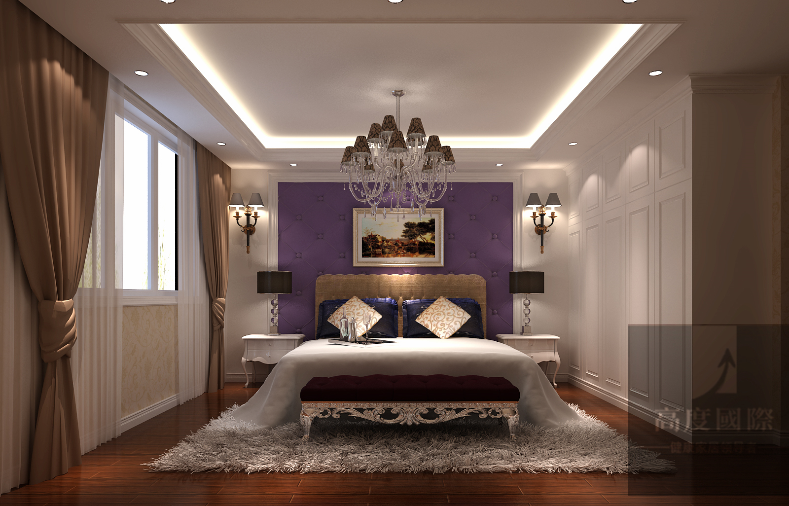 欧式 别墅 卧室图片来自高度国际装饰韩冰在旭辉紫郡250平米简欧的分享
