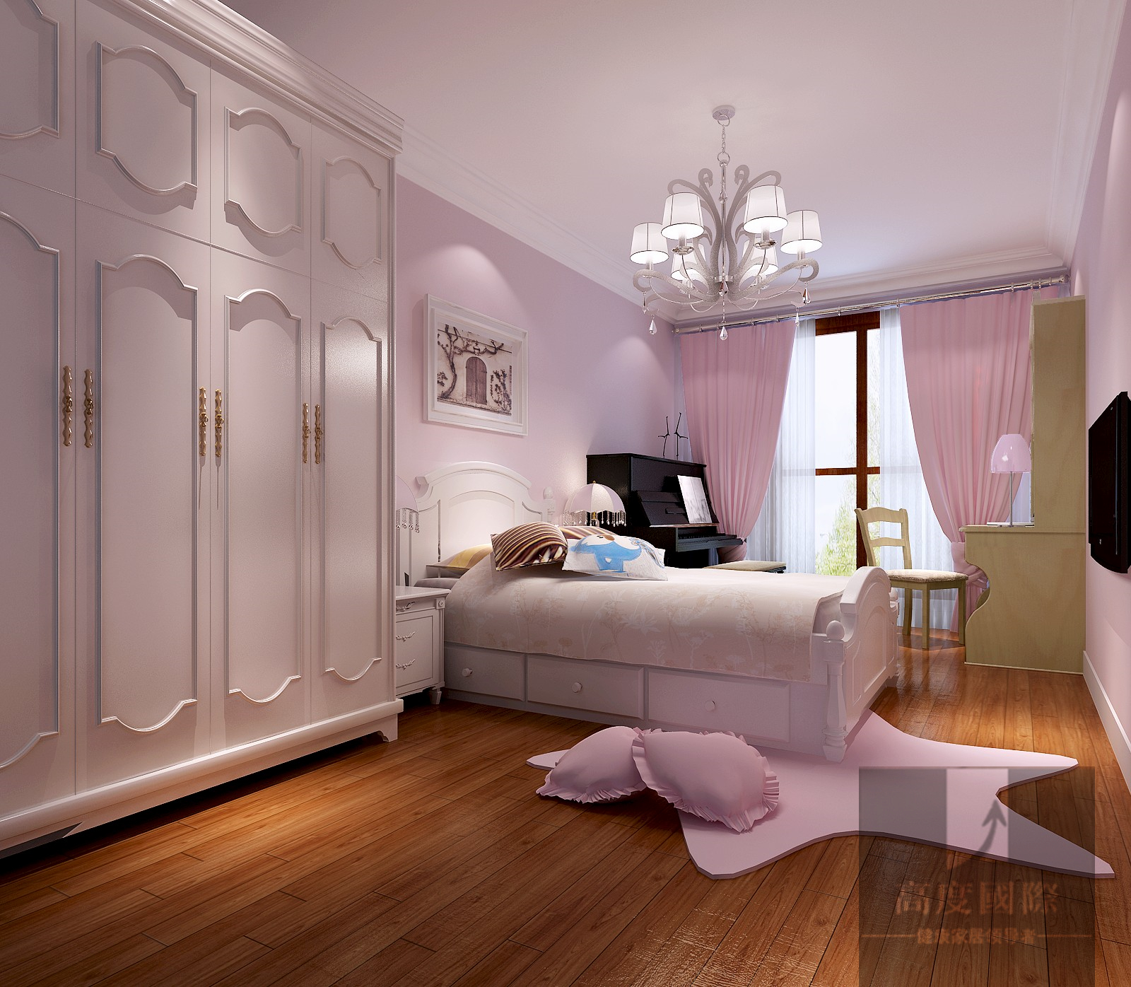 三居 美式 休闲 卧室图片来自高度国际装饰韩冰在百旺家园150㎡美式的分享