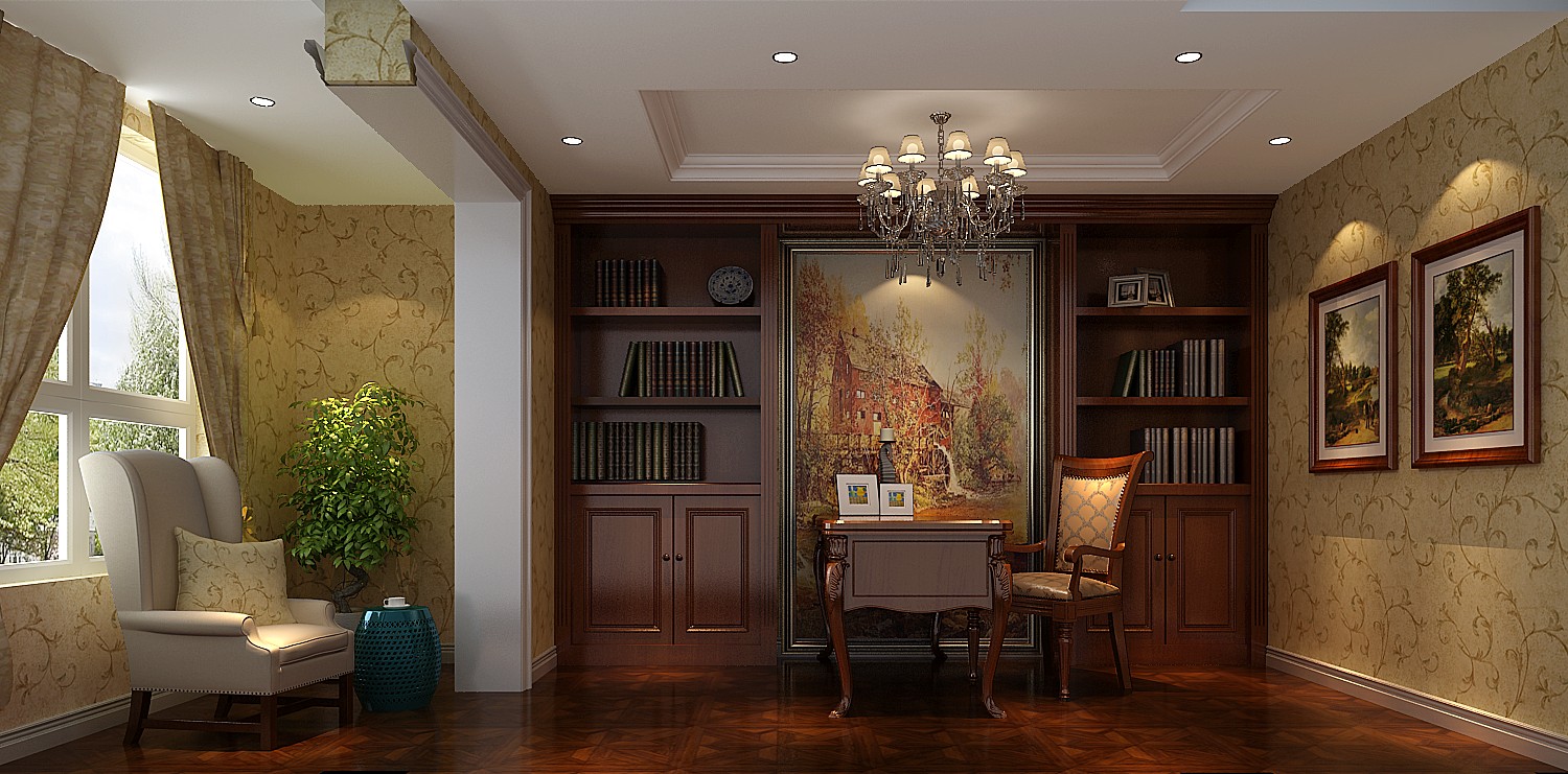 高度国际 四合上院 简欧 公寓 书房图片来自高度国际在四合上院——200平米的分享