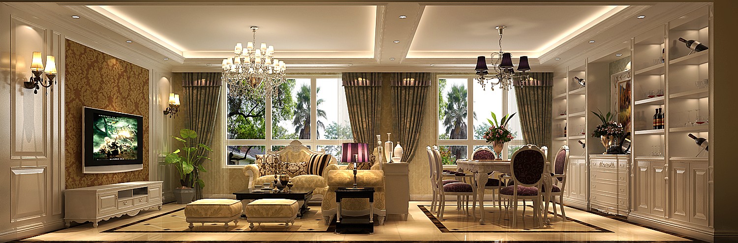 三居 欧式 装修设计 效果图 80后 客厅图片来自高度国际别墅装饰设计在鲁能七号院两口之家欧式风格的分享