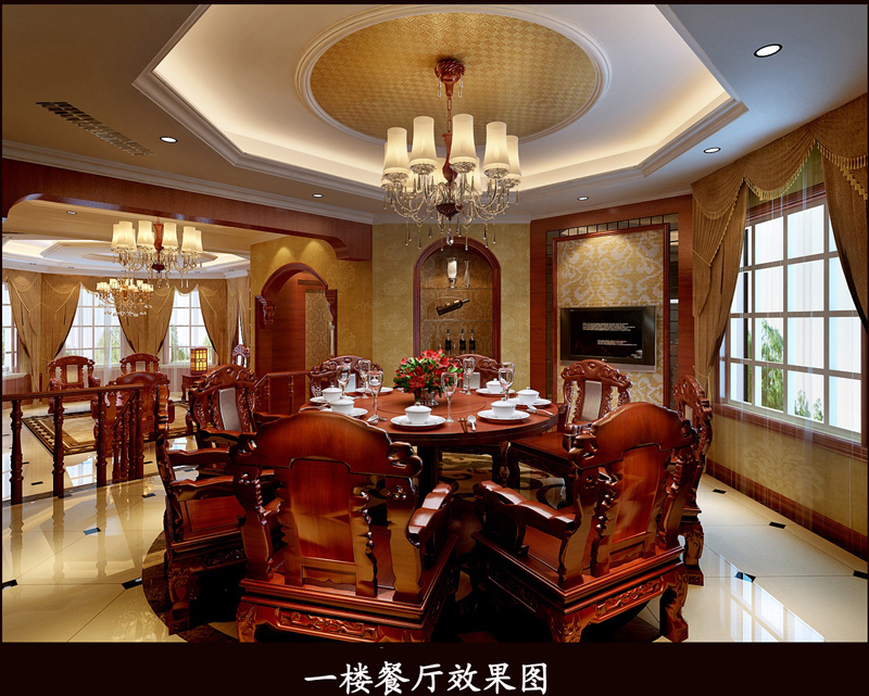 餐厅图片来自上海倾雅装饰有限公司在南郊别墅-混合型风格-三居室的分享