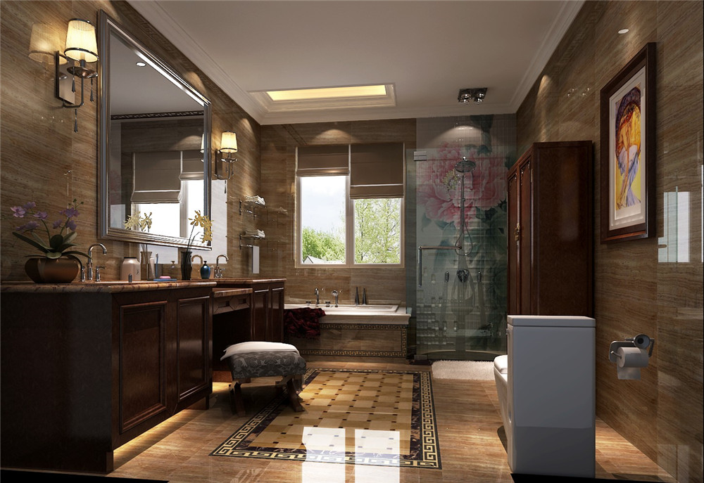 三居 西山一号院 中式 公寓 设计案例 卫生间图片来自高度国际装饰-周楠在西山一号院三居室新中式设计案例的分享