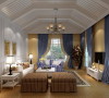 客厅：典雅大方精致的壁纸和简单的亚麻壁布、窗帘；配合以自然色调，在完成结构设计过程的同时，展开了由标及里的家具，软式色彩的搭配 。