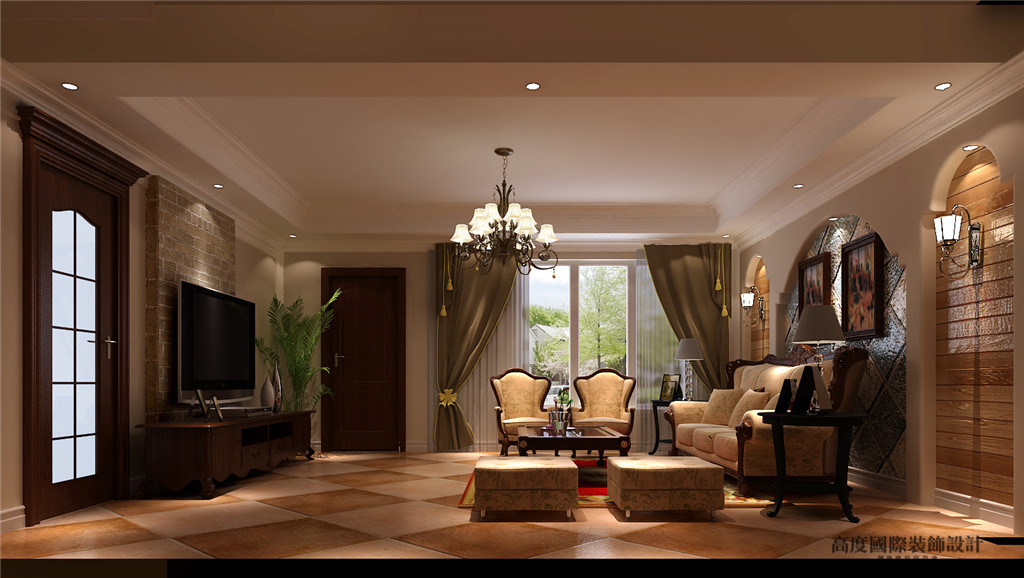 客厅图片来自高度国际别墅装饰设计在潮白河孔雀城托斯卡纳装饰设计的分享