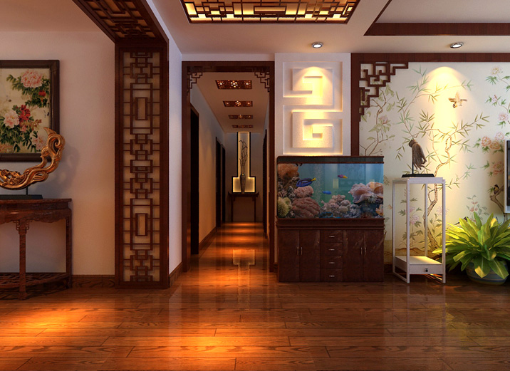 中式装修 110平报价 客厅 餐厅 门厅 其他图片来自实创装饰都琳在百合湾110平米现代中式装修效果的分享