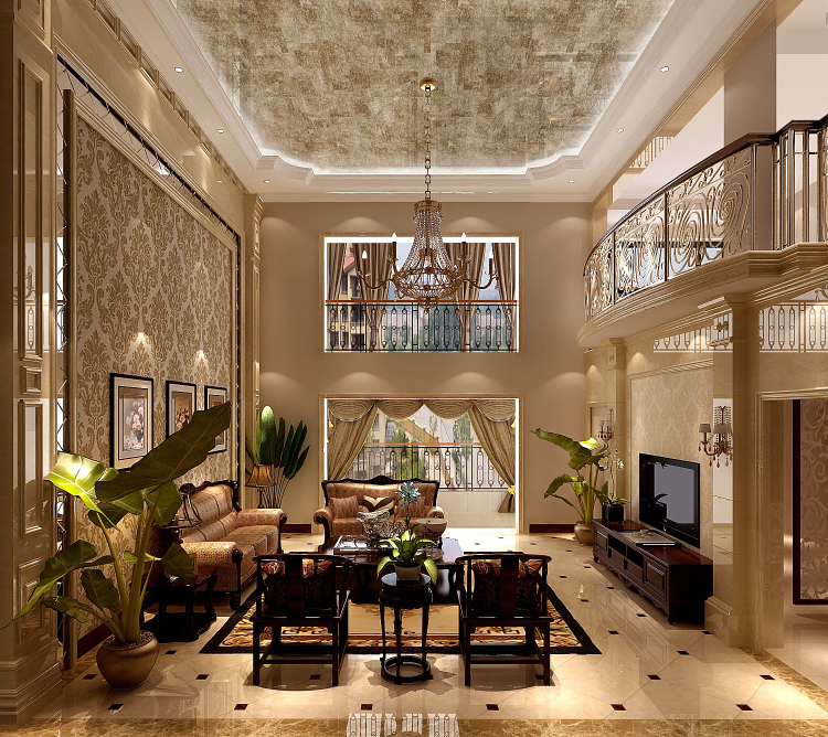 小路 高度 欧式 复式 客厅图片来自高度国际装饰设计卢旺在御翠上府260平欧式的分享