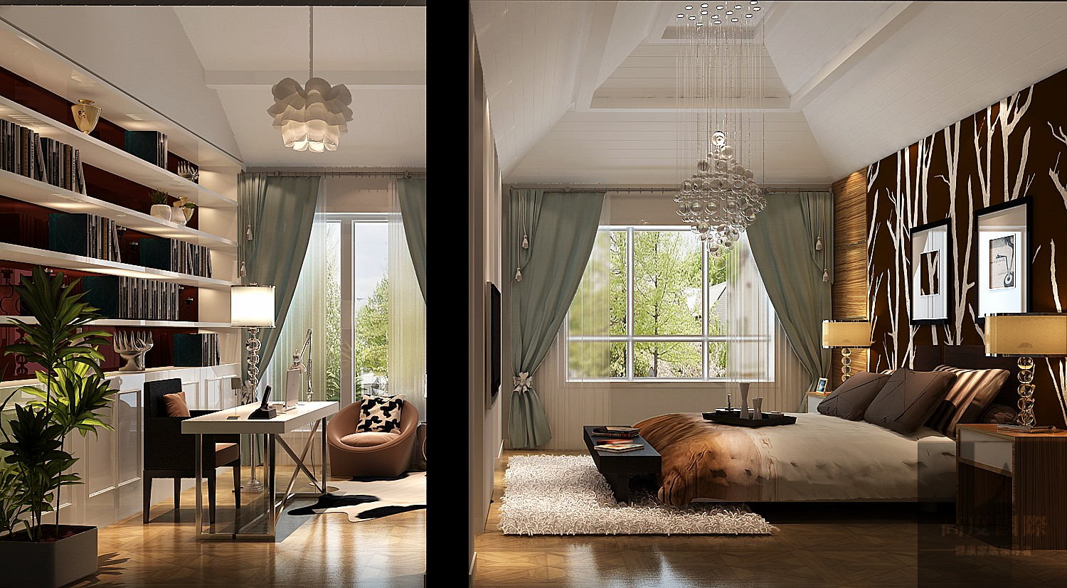 别墅 美式 简约 大方 古典 卧室图片来自高度国际装饰韩冰在富力新城207平米美式的分享