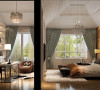 卧室和书房
设计理念:整体以舒适，简约，大方为美式风情的主要设计理念，把古典美气息