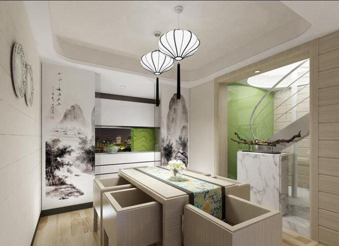 复式设计 复式装修 复式案例 中式复式 餐厅图片来自广州-实创装饰在云景名都复式四居室设计的分享