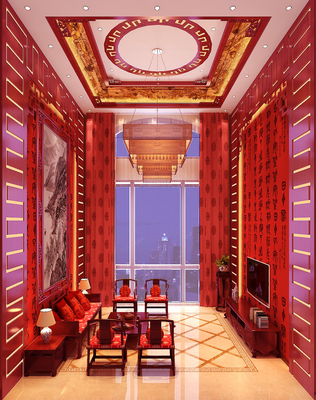 中式 别墅 80后 小资 白领 客厅图片来自高度国际装饰舒博在总监设计作品的分享