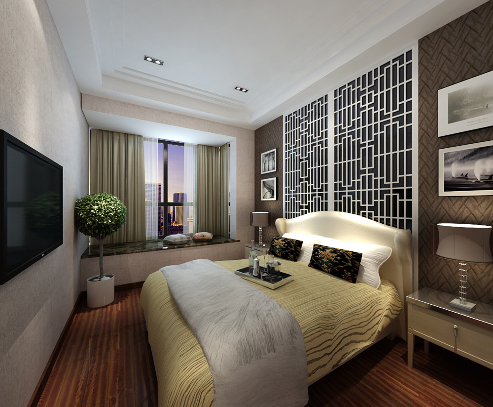 简约 现代 新中式 三居 白领 小资 企业家 卧室图片来自北京实创装饰集团在150平现代简约淡雅三居室的分享