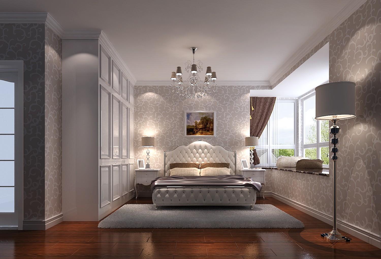 欧式风格浪漫暖色调豪华型120平米卧室卧室背景墙沙发效果图_齐家网装修效果图