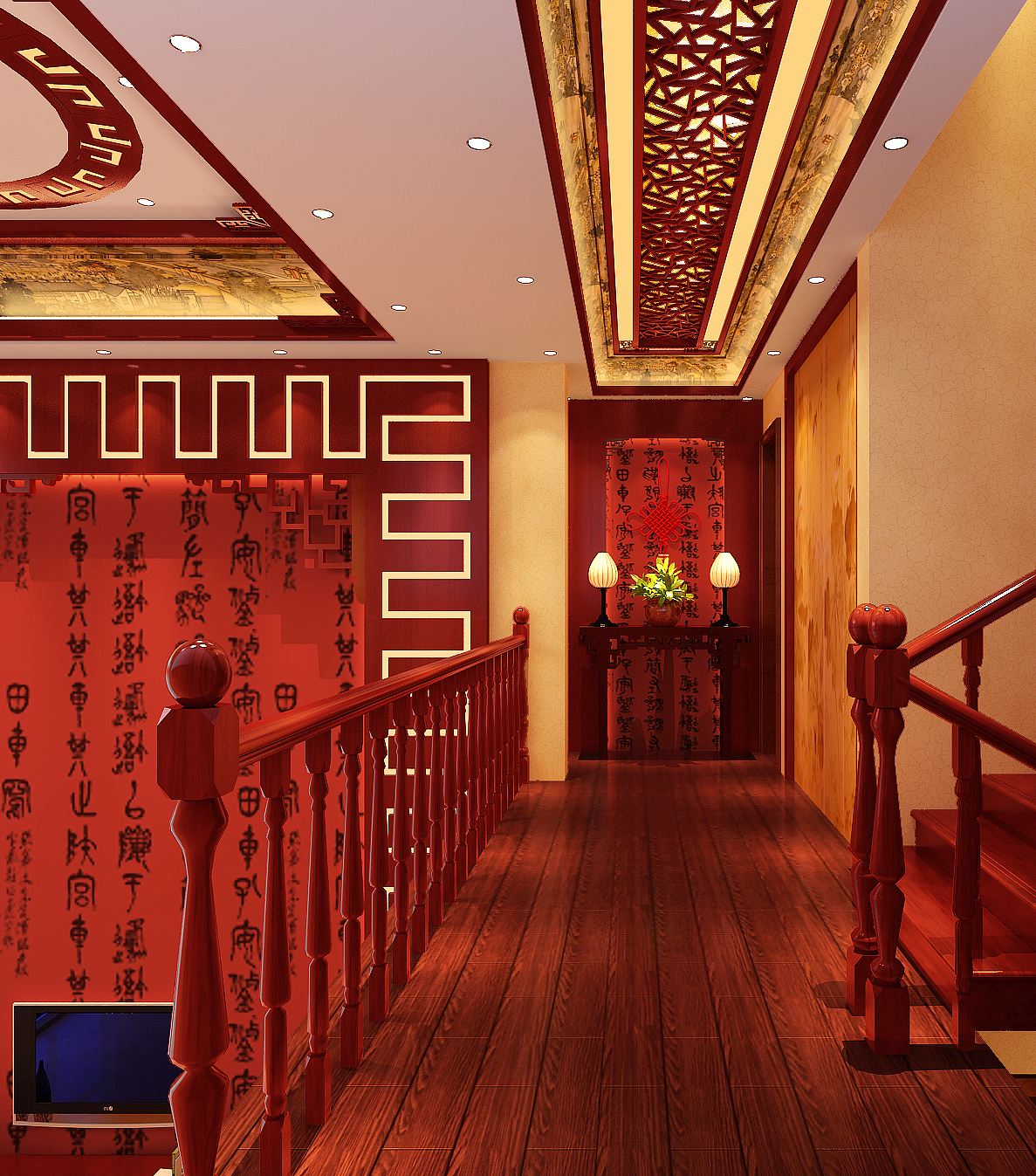 中式 别墅 80后 小资 白领 楼梯图片来自高度国际装饰舒博在总监设计作品的分享