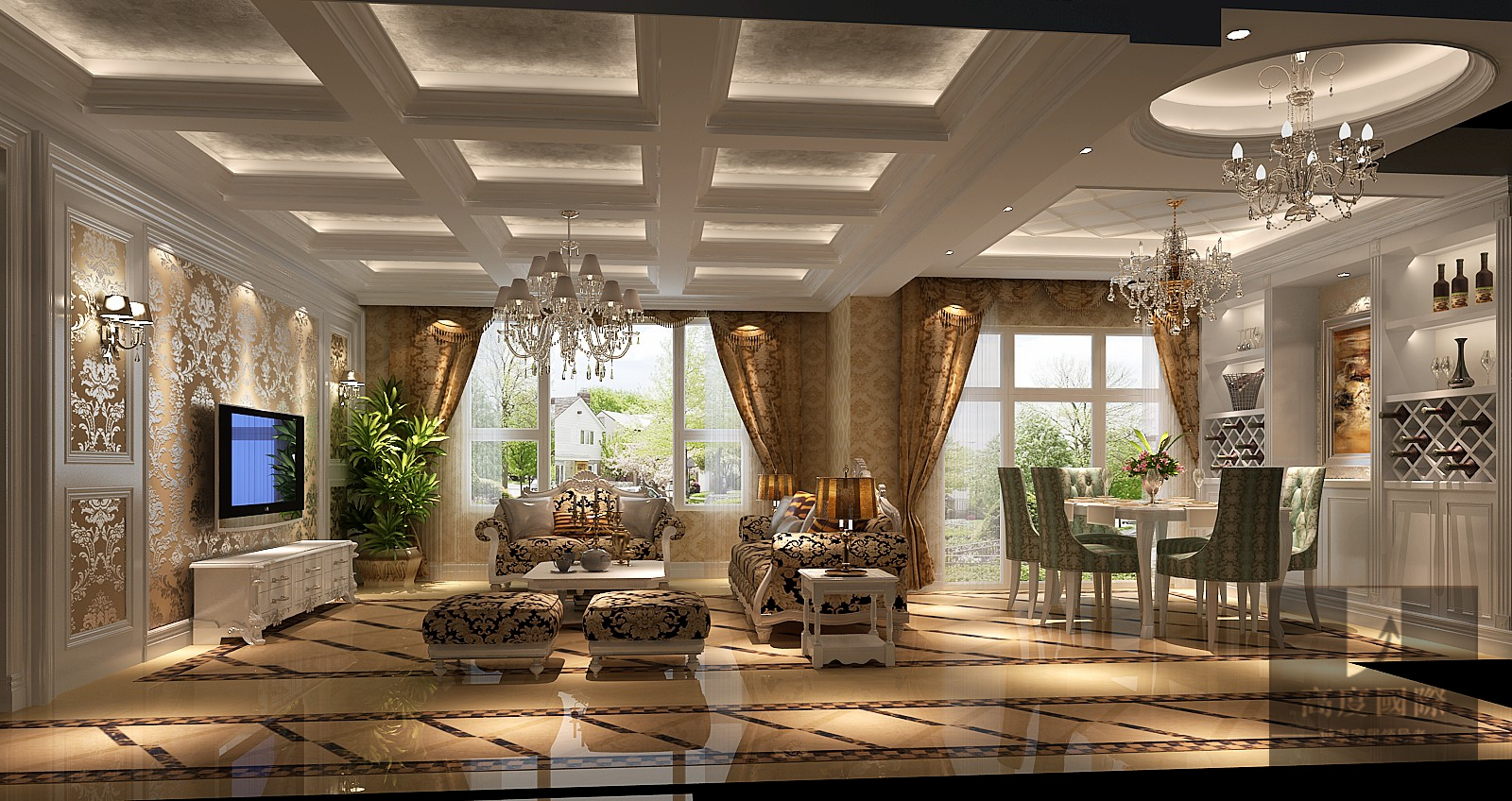 复式 简欧 洋房 客厅图片来自高度国际装饰韩冰在鲁能七号院180平米简欧的分享