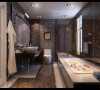 4、	卫生间 暖色系的花纹地砖延伸到墙 ，运用让卫生间更显清洁温暖。