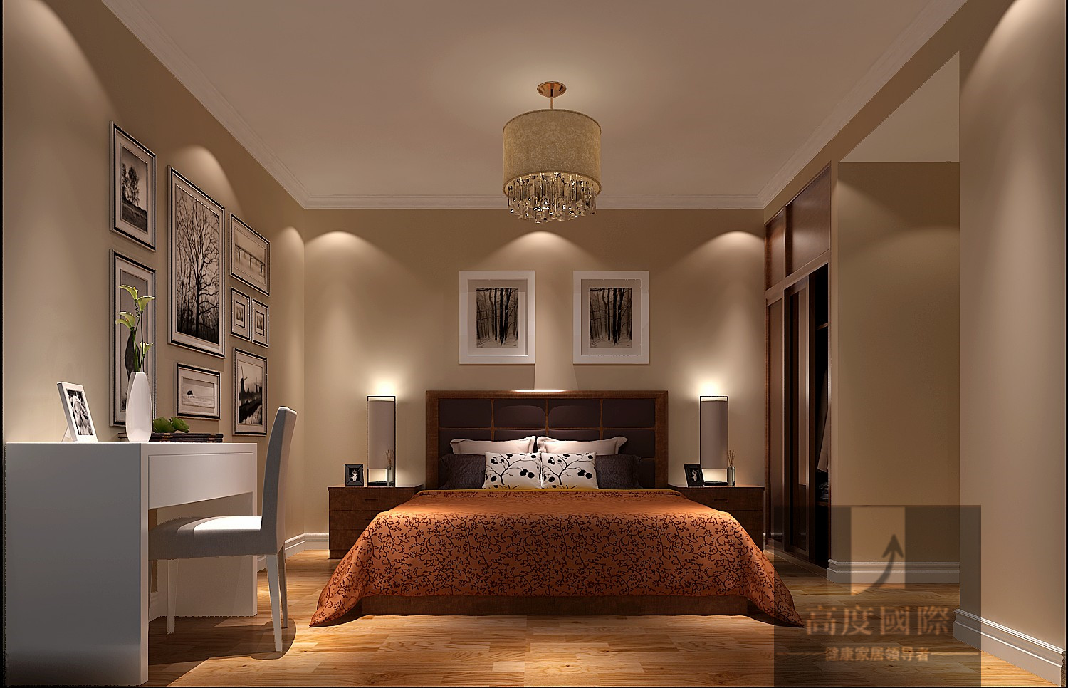 简约 欧式 二居 温馨 卧室图片来自高度国际装饰韩冰在润泽公馆88平米简约欧式的分享