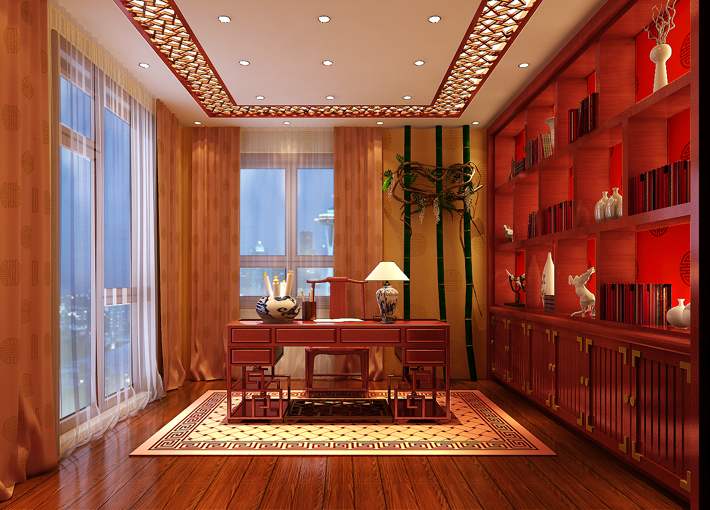 中式 别墅 80后 小资 白领 书房图片来自高度国际装饰舒博在总监设计作品的分享