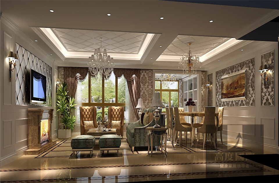奢华 欧式 跃层 客厅图片来自高度国际装饰韩冰在鲁能七号院200平米奢华欧式的分享