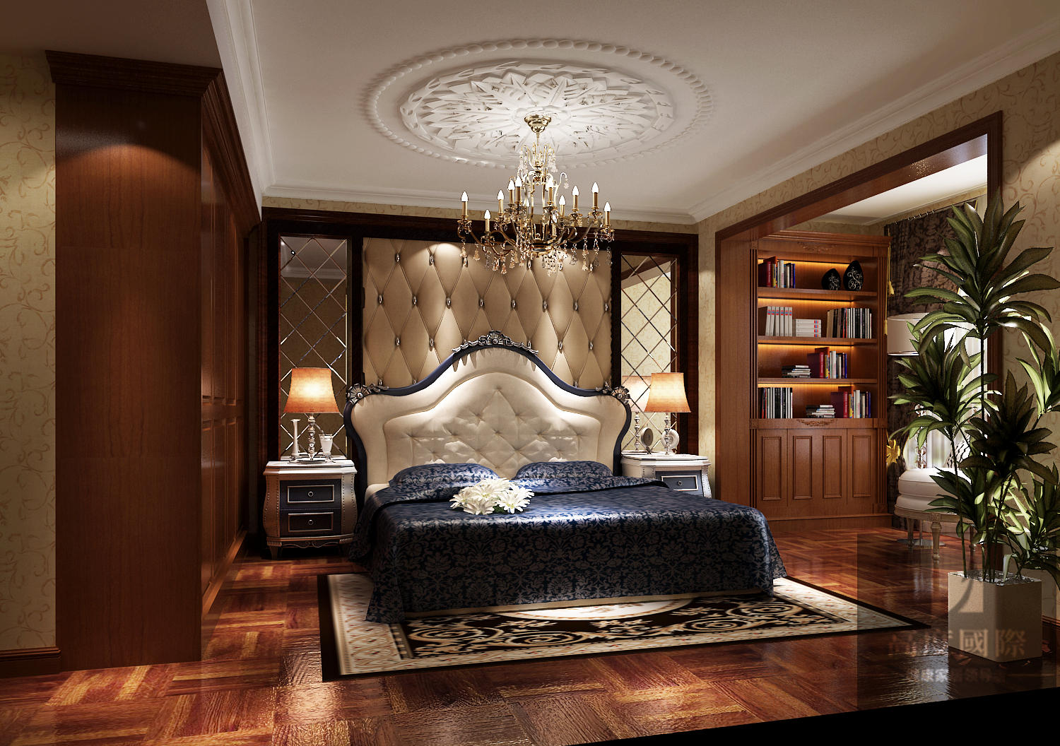 美式 五居 奢华 卧室图片来自高度国际装饰韩冰在金色漫香苑188平米美式的分享