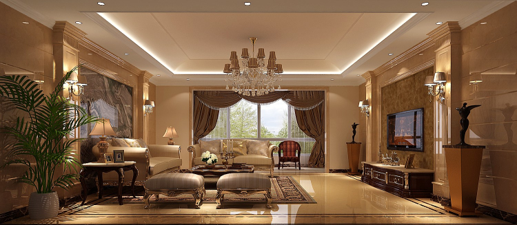 小路 高度 欧式 公寓 小资 客厅图片来自高度国际装饰设计卢旺在御翠尚府  190平欧式公寓的分享