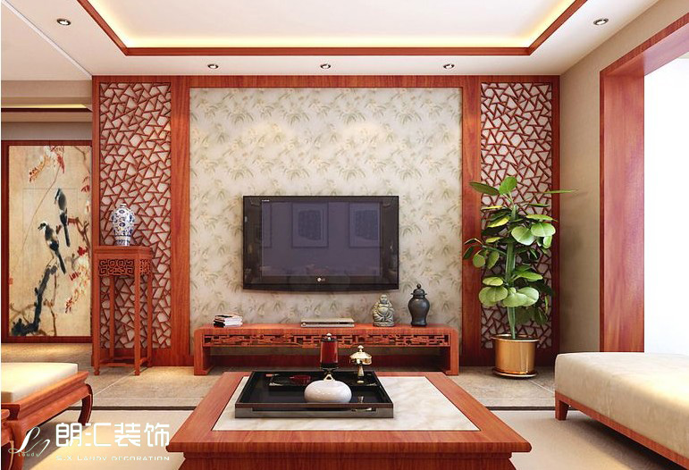 朗汇装饰 新中式 设计师作品 四居室 客厅图片来自陕西朗汇装饰在情迷东方诗意生活的分享