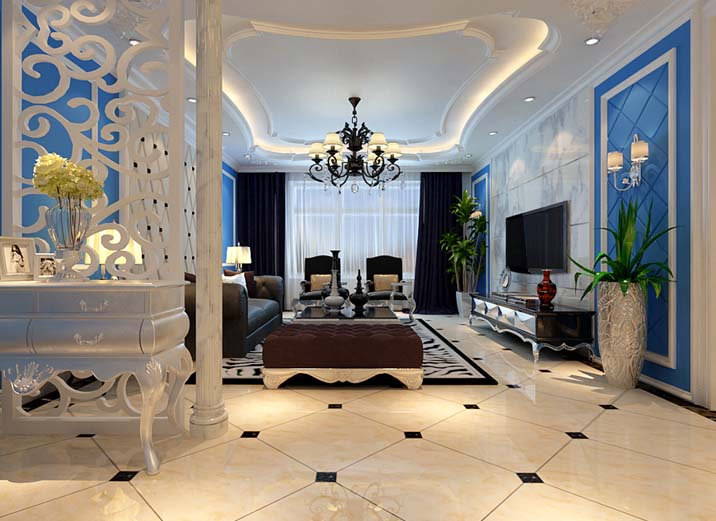 欧式 三居 白领 收纳 80后 小资 客厅图片来自实创装饰百灵在欧式霸气新古典别墅装修的分享