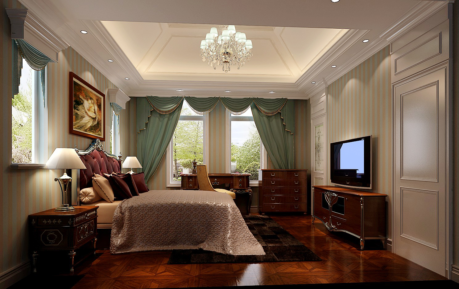 法式 混搭 别墅 白领 小资 80后 卧室图片来自沙漠雪雨在中海尚湖世家560平法式风格别墅的分享