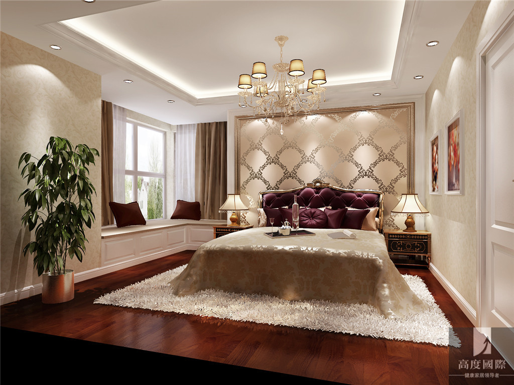 K2百合湾 简约 欧式 高度国际 三居 白领 80后 小资 公寓 卧室图片来自北京高度国际装饰设计在K2百合湾120平简欧公寓的分享