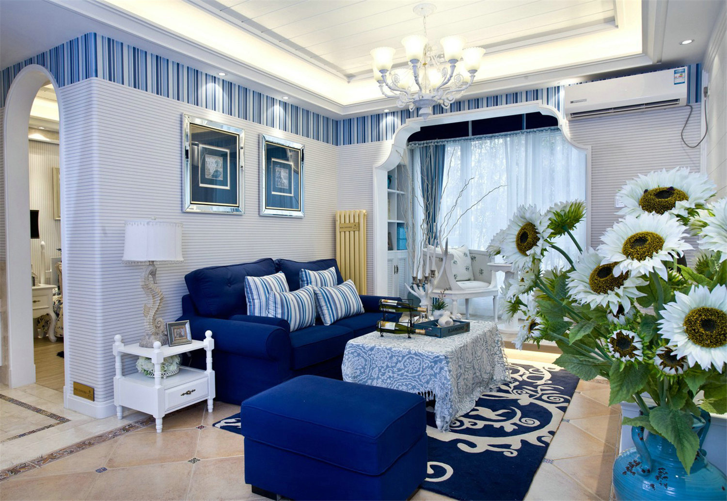 三居 地中海 客厅图片来自实创装饰晶晶在136平3房地中海风格，悠哉悠哉！的分享