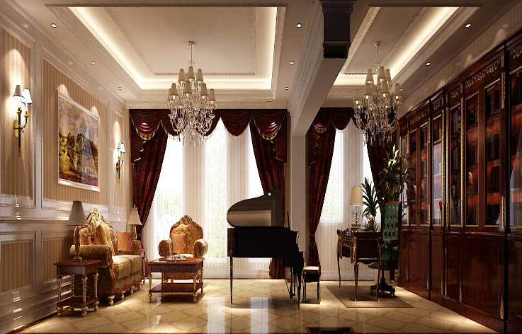 法式 别墅 欧式 案例 书房图片来自高度国际设计装饰在中海尚湖世家法式风格案例的分享