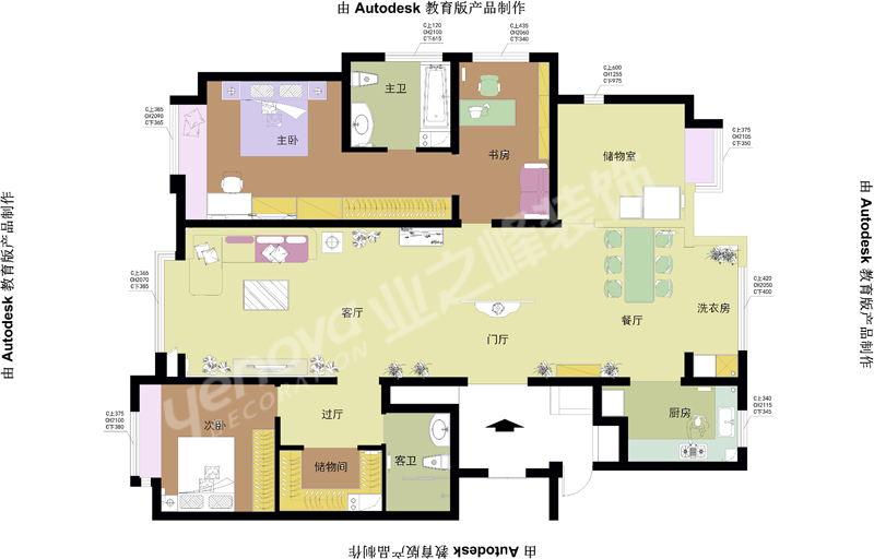 金融街業之峰四室現代簡約戶型圖裝修效果圖片_裝修美圖-新浪家居