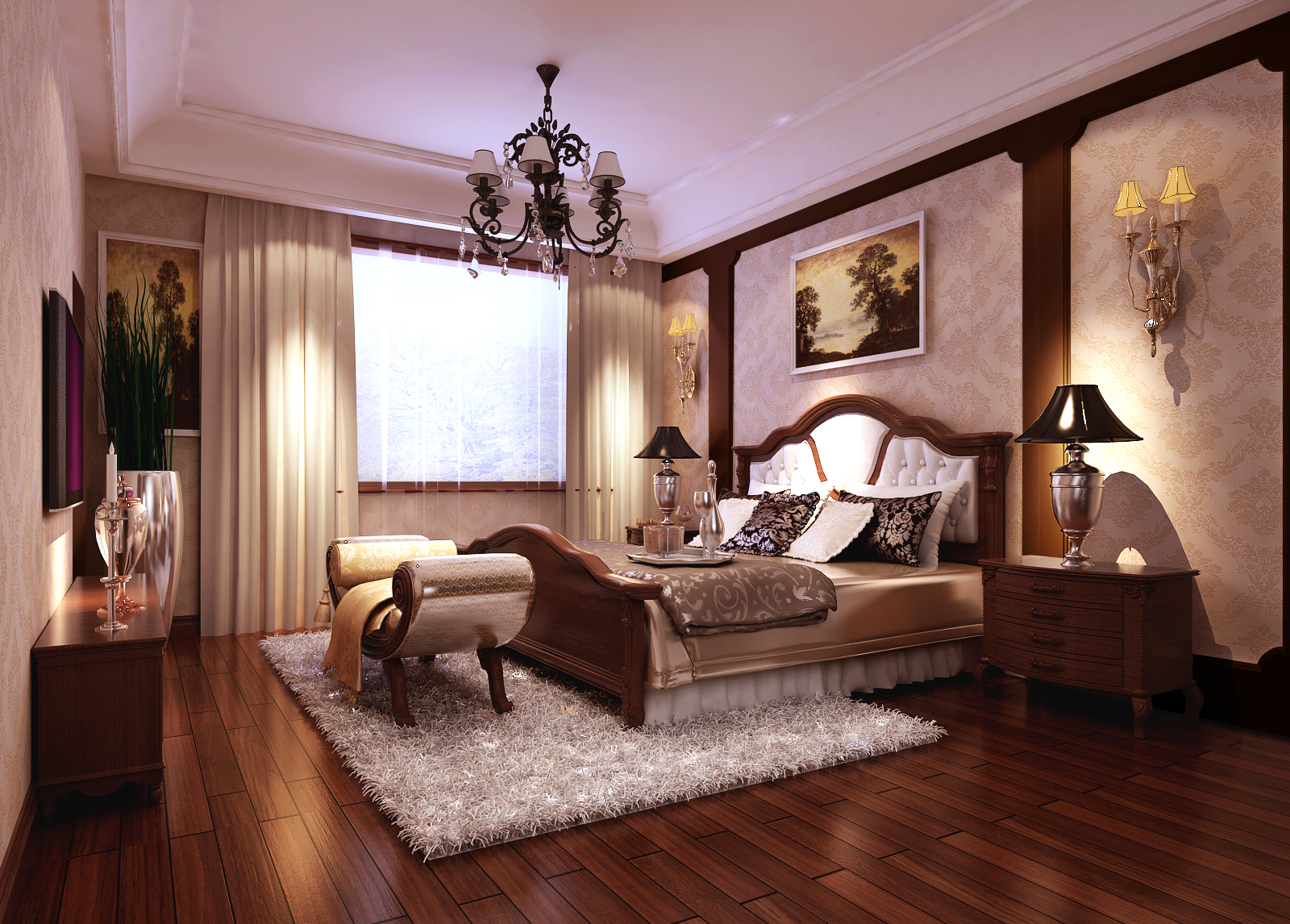 小路 高度 简欧 联排别墅 卧室图片来自高度国际装饰设计卢旺在漂亮的简欧风格的分享