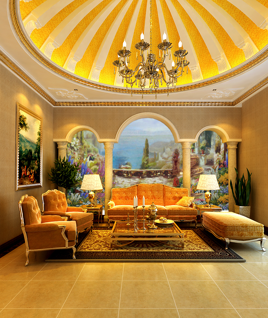 公寓 欧式 美观 豪华 档次 浪漫 客厅图片来自北京高度装饰设计王鹏程在西山华府260平米欧式风格的分享