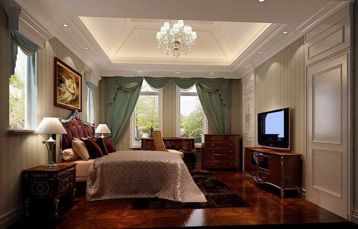 法式 别墅 欧式 案例 卧室图片来自高度国际设计装饰在中海尚湖世家法式风格案例的分享