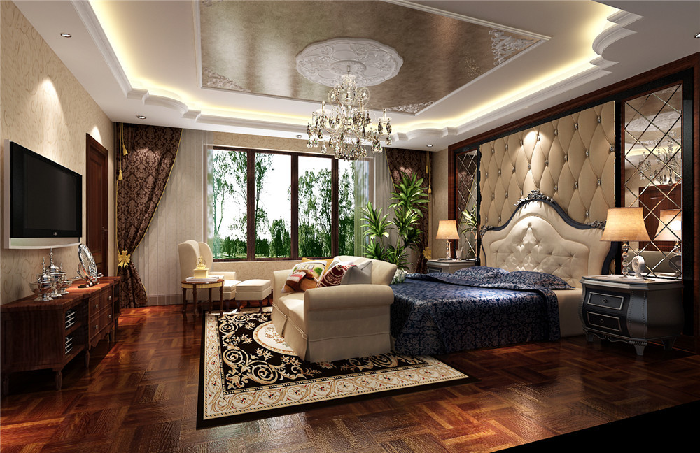 简约 欧式 别墅 案例 卧室图片来自高度国际设计装饰在燕西台简欧风格案例的分享
