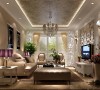 K2百合湾美式风格客厅效果图。
