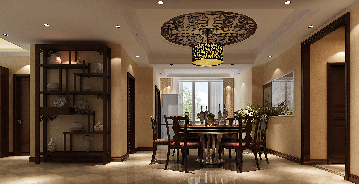 中式 案例 效果图 公寓 餐厅图片来自高度国际设计装饰在K2百合湾新中式风格案例的分享