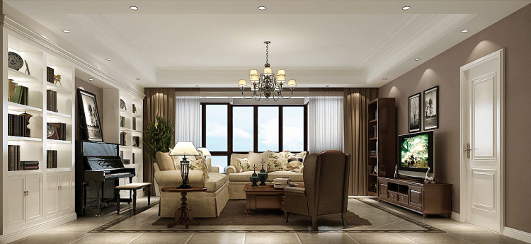 简约 美式 案例 公寓 客厅图片来自高度国际设计装饰在果岭classs简约美式案例的分享