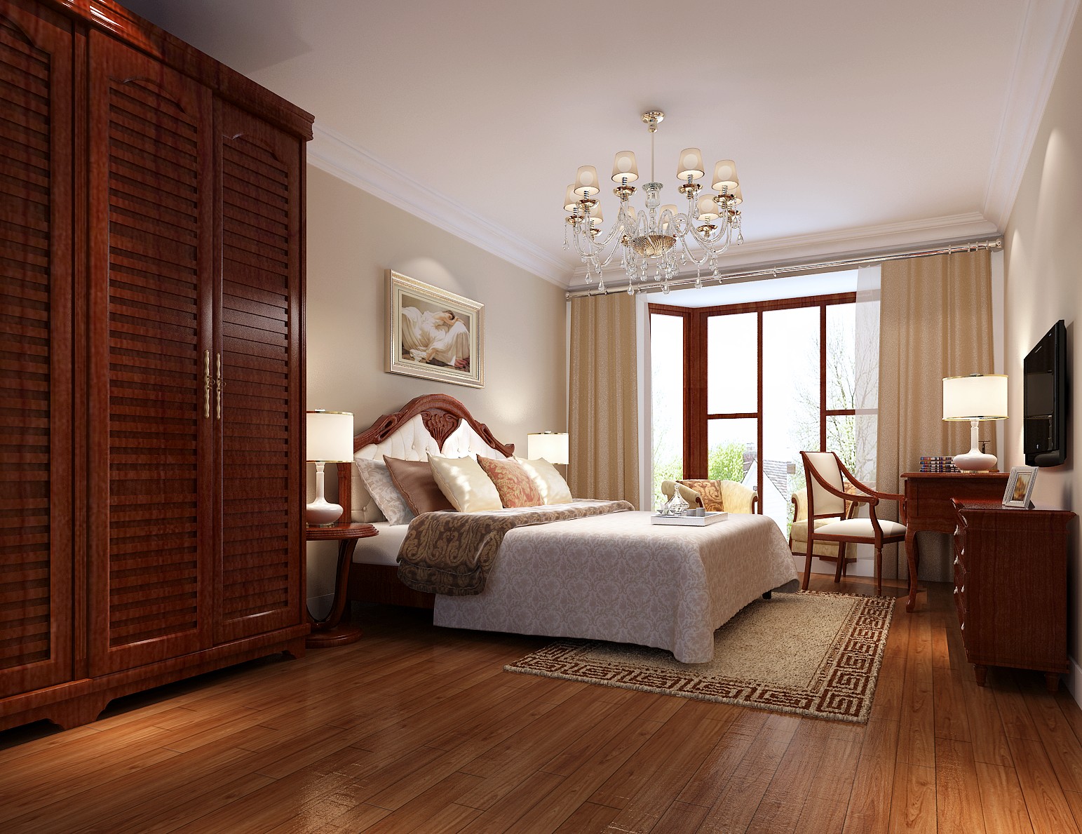 小路 高度 美式 休闲 平层公寓 卧室图片来自高度国际装饰设计卢旺在百旺家苑的美式公寓的分享