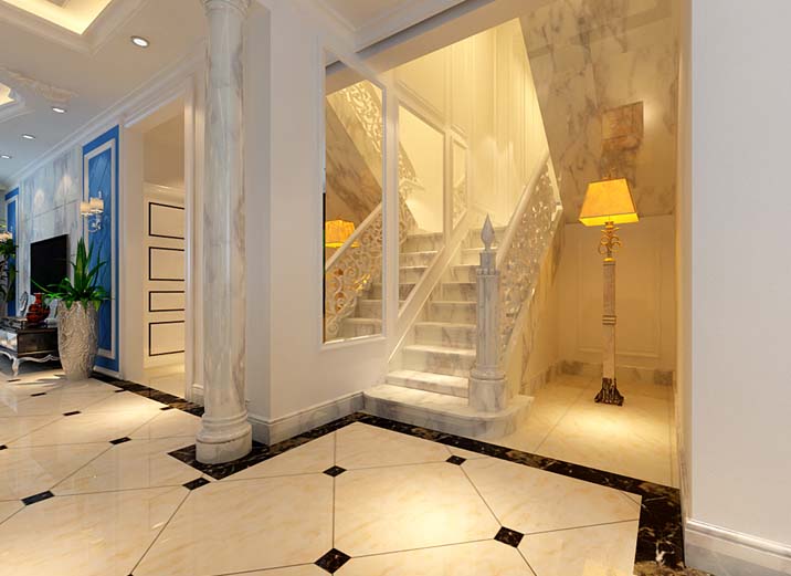 欧式 三居 白领 收纳 80后 小资 楼梯图片来自实创装饰百灵在欧式霸气新古典别墅装修的分享