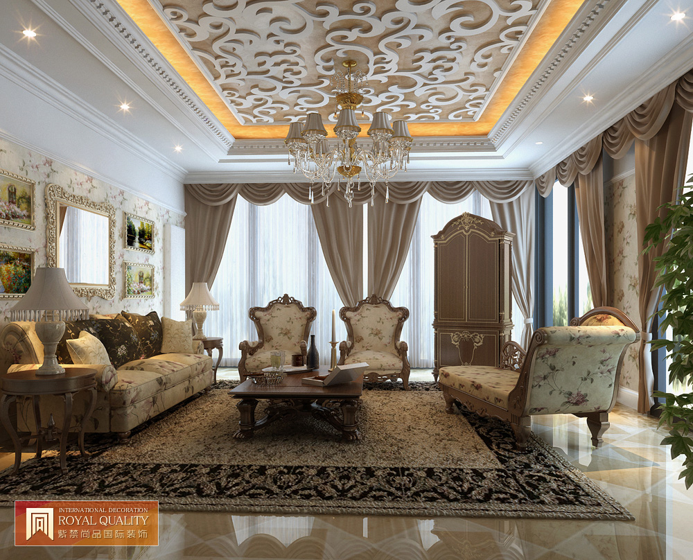 法式风格 田园 别墅 客厅图片来自北京装修设计o在法式风格的达观别墅的分享