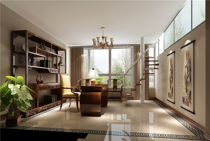 混搭 公寓 案例 书房图片来自高度国际设计装饰在鲁能七号院混搭风格案例的分享