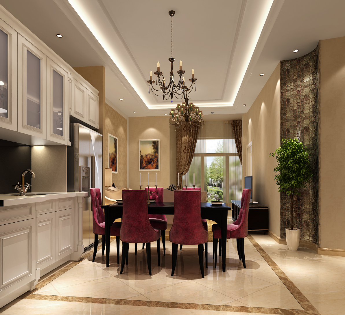 欧式 简约 公寓 案例 效果图 餐厅图片来自高度国际设计装饰在红山世家简欧风格案例的分享