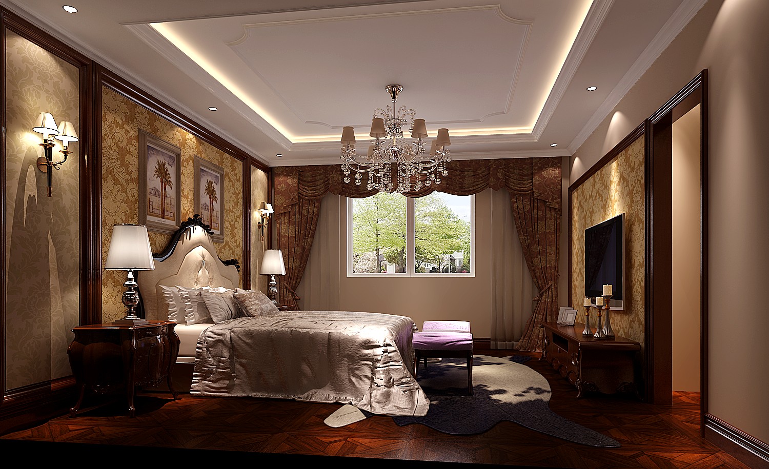 欧式 别墅 卧室图片来自专业别墅设计工作室在永定河孔雀城简欧风格别墅案例的分享