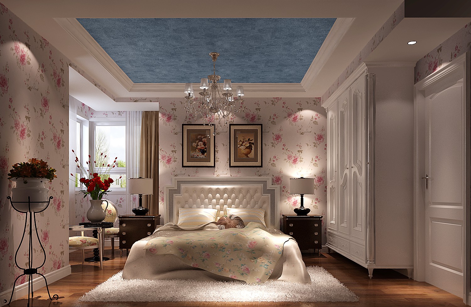 田园 美式 K2百合湾 装修设计 卧室 卧室图片来自专业别墅设计工作室在K2百合湾美式风格案例的分享