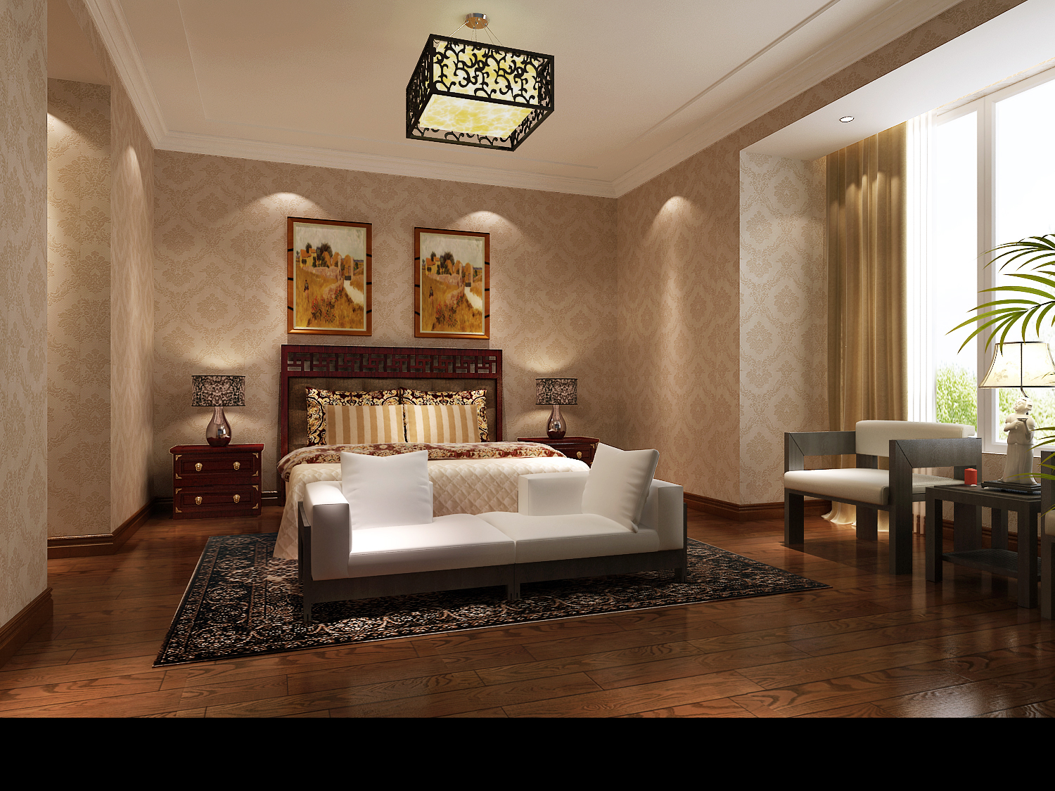 中式 案例 效果图 公寓 卧室图片来自高度国际设计装饰在K2百合湾新中式风格案例的分享
